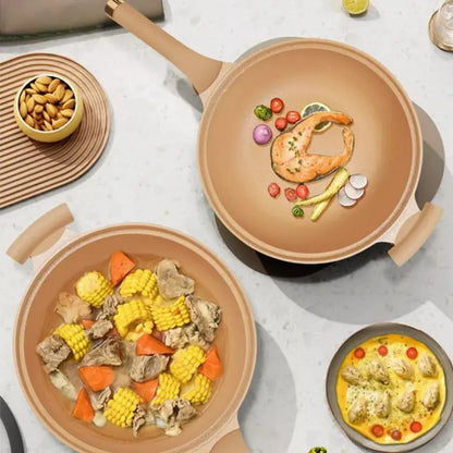 Nonstick Stir-Fry Pan with Steam Insert for Gas & Induction Cooktops – Even-Heat Cooking Wok for Healthy Meals