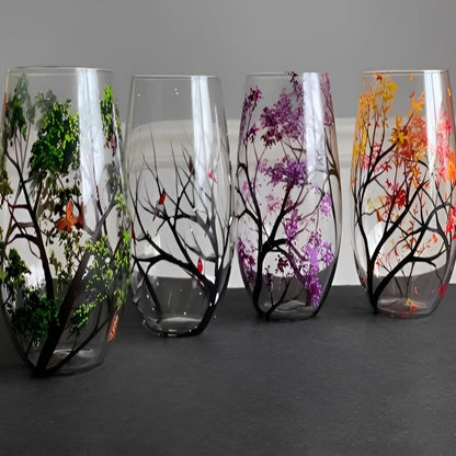 Verre à vin Arbre Saisonnier Coloré 35cl