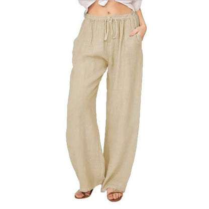 Pantalon en coton ample et confortable pour femme avec poches