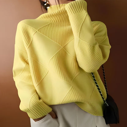 Pull doux en grosse maille avec motif losanges pour femme