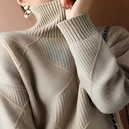 Pull doux en grosse maille avec motif losanges pour femme
