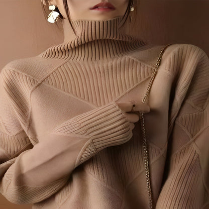 Pull doux en grosse maille avec motif losanges pour femme