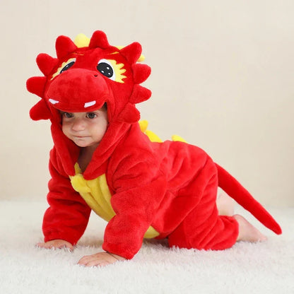 Costume une-pièce doux pour bébé en forme d’animal avec capuche – Tenue en polaire à fermeture éclair intégrale pour nourrissons et tout-petits – Maison, sorties et séances photo