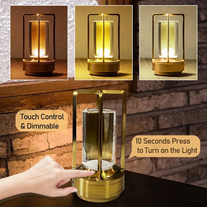 Rechargeable LED Desk Light with Touch Dimmer & Adjustable Color Temp for Bedroom Nightstand Restaurant Ambient Lighting