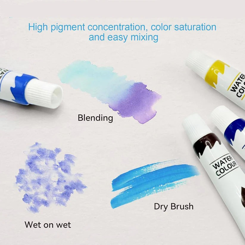 Kit d'aquarelle compact avec pinceaux et bloc