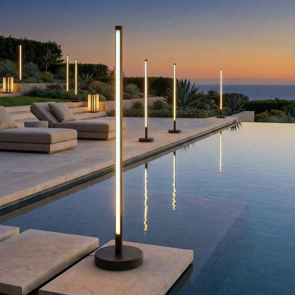Solar-Powered Patio Floor Lamp with Wireless Charging for Outdoor Spaces