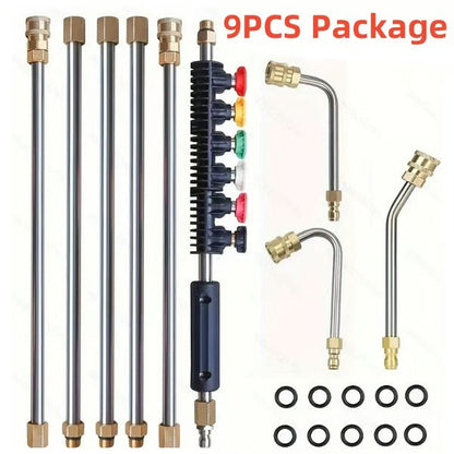 Telescoping Pressure Washer Extension Wand 24 ft Reach Brass & Stainless Steel 4000 PSI 284°F 0-40° Nozzles for Gutter Cleaning Roof