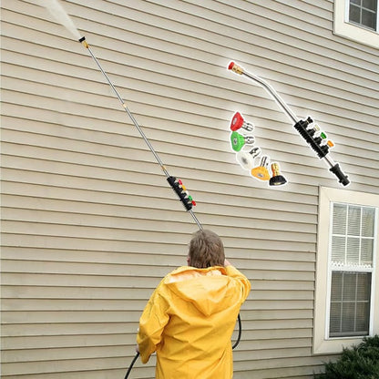 Telescoping Pressure Washer Extension Wand 24 ft Reach Brass & Stainless Steel 4000 PSI 284°F 0-40° Nozzles for Gutter Cleaning Roof