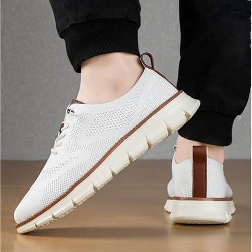 Chaussures habillées à enfiler respirantes pour hommes – Oxford en maille légère avec bout large rembourré pour le travail, le bureau, le quotidien et le confort