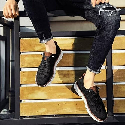 Chaussures habillées à enfiler respirantes pour hommes – Oxford en maille légère avec bout large rembourré pour le travail, le bureau, le quotidien et le confort