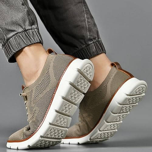 Chaussures habillées à enfiler respirantes pour hommes – Oxford en maille légère avec bout large rembourré pour le travail, le bureau, le quotidien et le confort