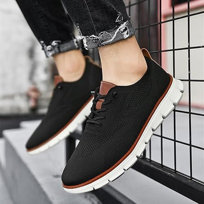 Chaussures habillées à enfiler respirantes pour hommes – Oxford en maille légère avec bout large rembourré pour le travail, le bureau, le quotidien et le confort