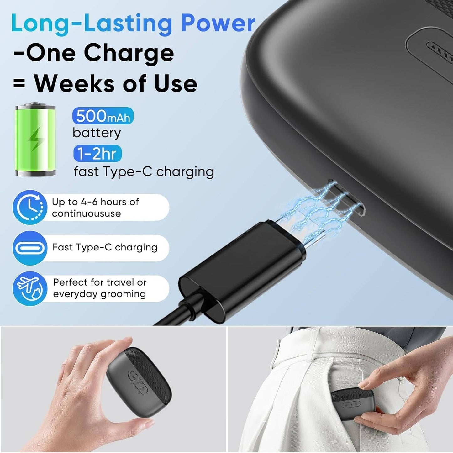 Coupe-ongles sans fil avec lumière LED intégrée
