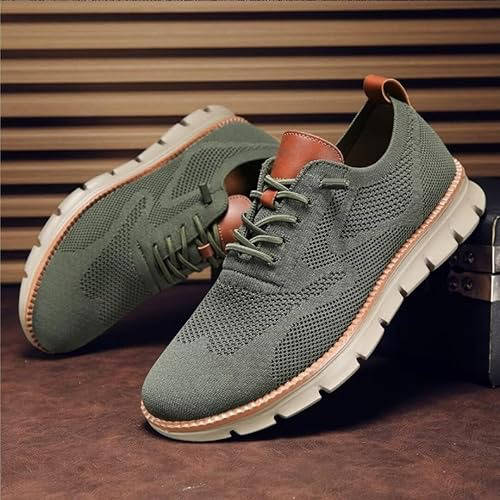 Chaussures habillées à enfiler respirantes pour hommes – Oxford en maille légère avec bout large rembourré pour le travail, le bureau, le quotidien et le confort