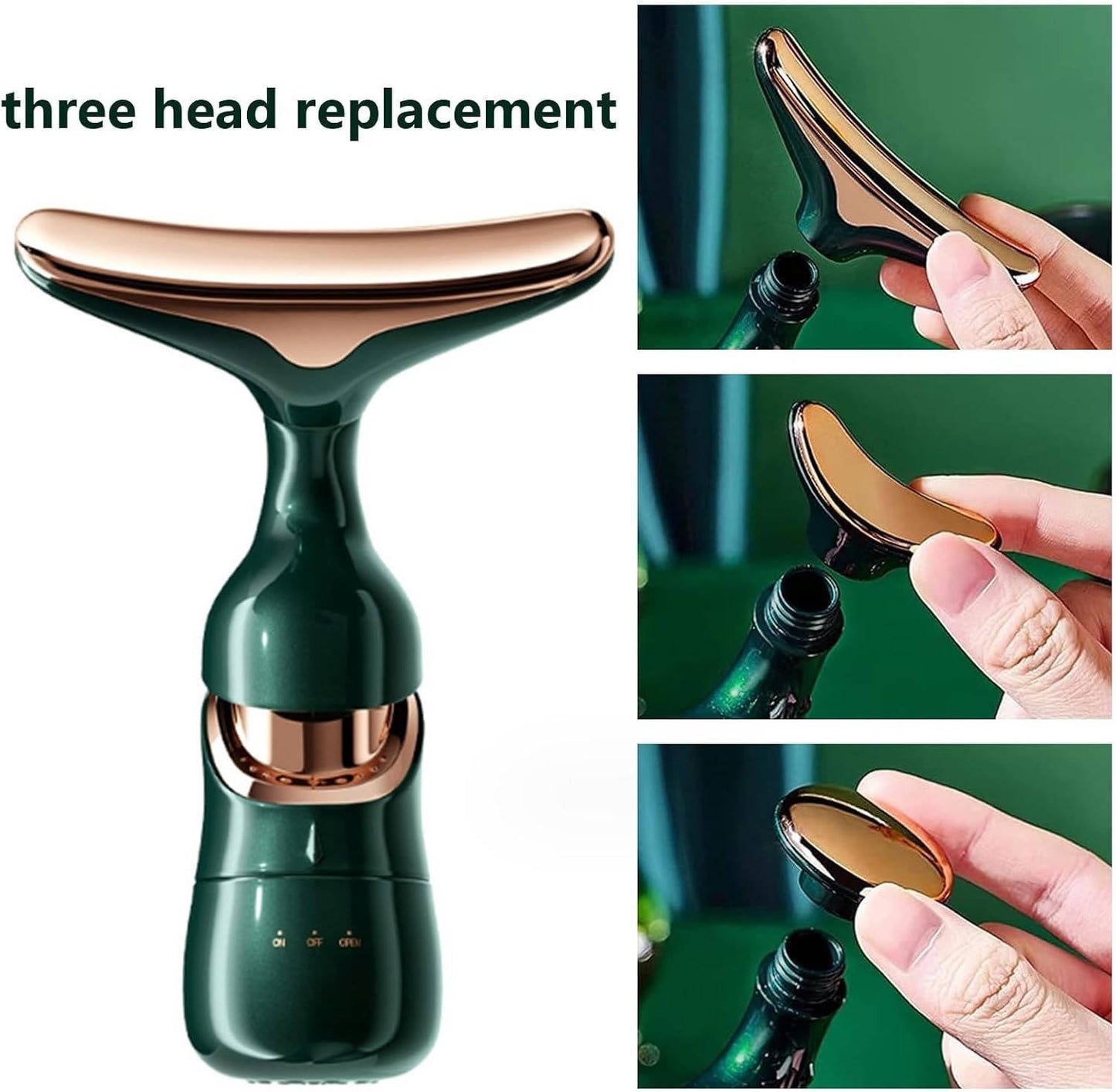 Masseur Facial Portable avec 3 Embouts Amovibles pour la Beauté