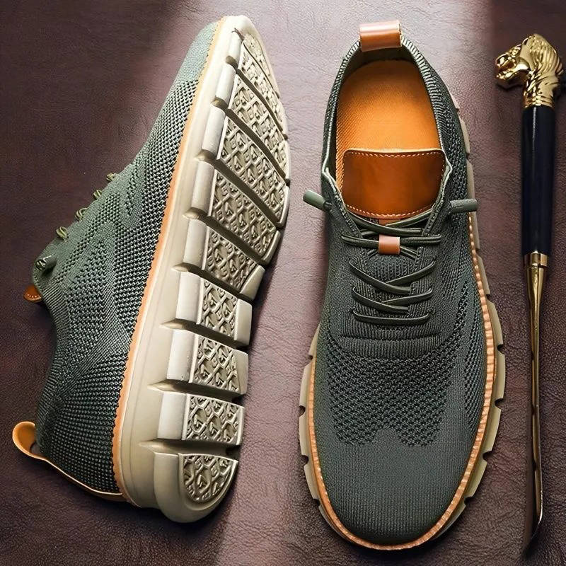 Chaussures habillées à enfiler respirantes pour hommes – Oxford en maille légère avec bout large rembourré pour le travail, le bureau, le quotidien et le confort