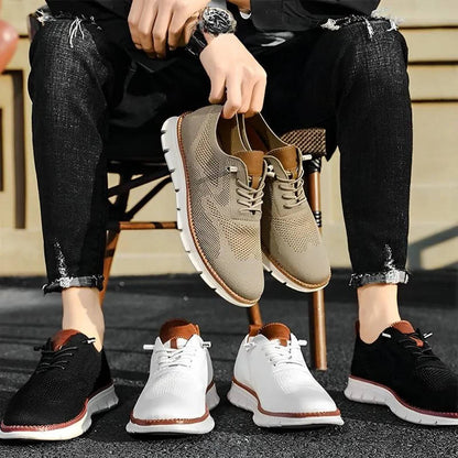 Chaussures habillées à enfiler respirantes pour hommes – Oxford en maille légère avec bout large rembourré pour le travail, le bureau, le quotidien et le confort