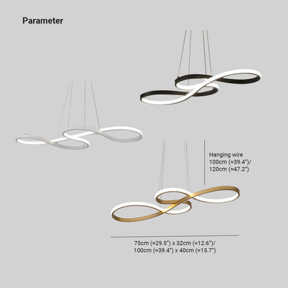 Music Note Linear Pendant Light Dimmable Metal & Silicone Artistic Fixture for Bedroom Living Room Adjustable Modern Chandelier