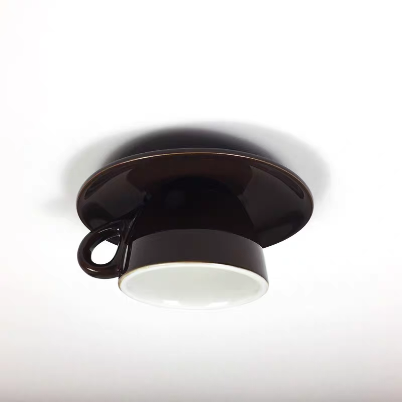 Plafonnier en céramique en forme de tasse à café – Montage encastré disponible en jaune, bleu, rose et autres coloris pour chambre, salle à manger et salon