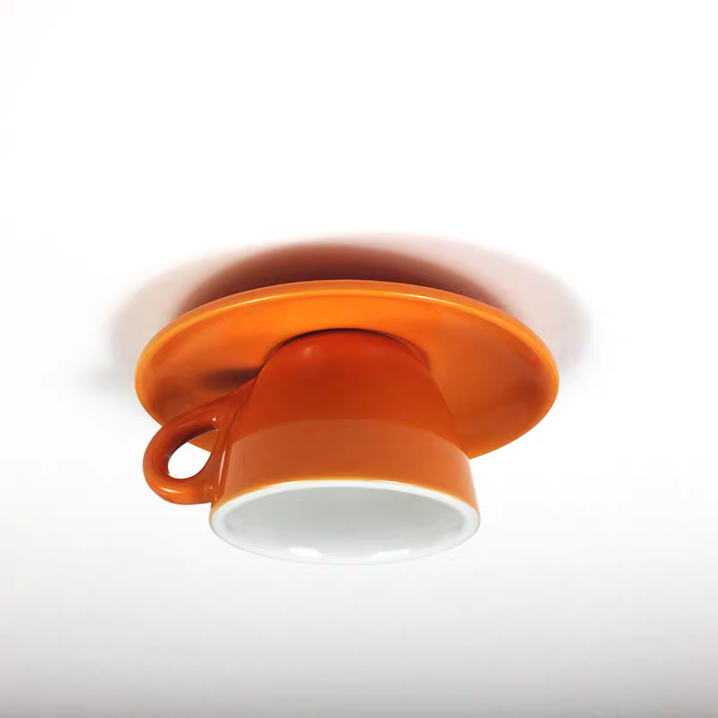 Plafonnier en céramique en forme de tasse à café – Montage encastré disponible en jaune, bleu, rose et autres coloris pour chambre, salle à manger et salon
