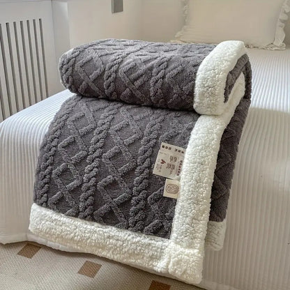 Reversible Sherpa Fleece Throw Blanket Plush Tufted Double-Sided for Couch Bed Sofa All-Season Warmth Bedroom Living Room Décor