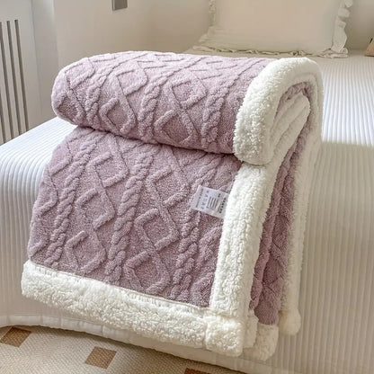 Reversible Sherpa Fleece Throw Blanket Plush Tufted Double-Sided for Couch Bed Sofa All-Season Warmth Bedroom Living Room Décor