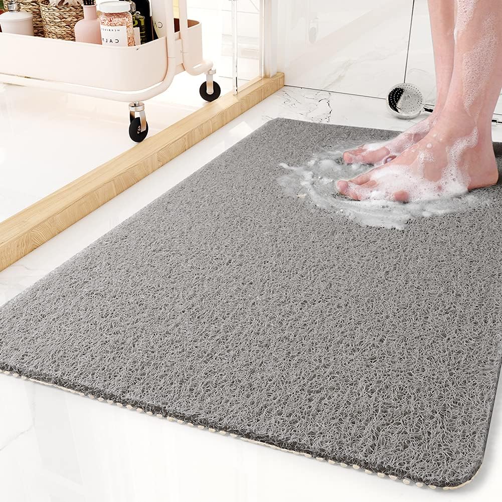 Non-Slip Bathroom Shower Mat with Quick-Dry Microban Fabric Soft Cushioned Anti-Slip Grip Surface Mold Resistant Bath Floor Mat for