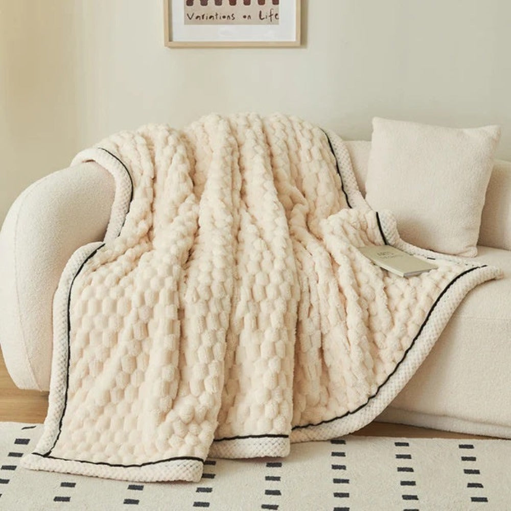 Textured Plush Throw with Raised Dot Pattern – Lightweight Layer for Couch, Chair & Bed – Neutral Tone for Modern Living Room & Bedroom Deco
