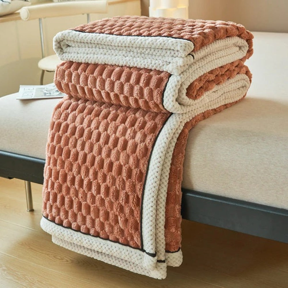 Textured Plush Throw with Raised Dot Pattern – Lightweight Layer for Couch, Chair & Bed – Neutral Tone for Modern Living Room & Bedroom Deco