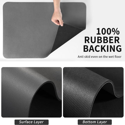 Super-Absorbent Diatomite Kitchen Counter Mat Gray 16x12 Inches Fast-Drying Dish Drainer Pad Sink Protector Space-Saving Flatware Organizer