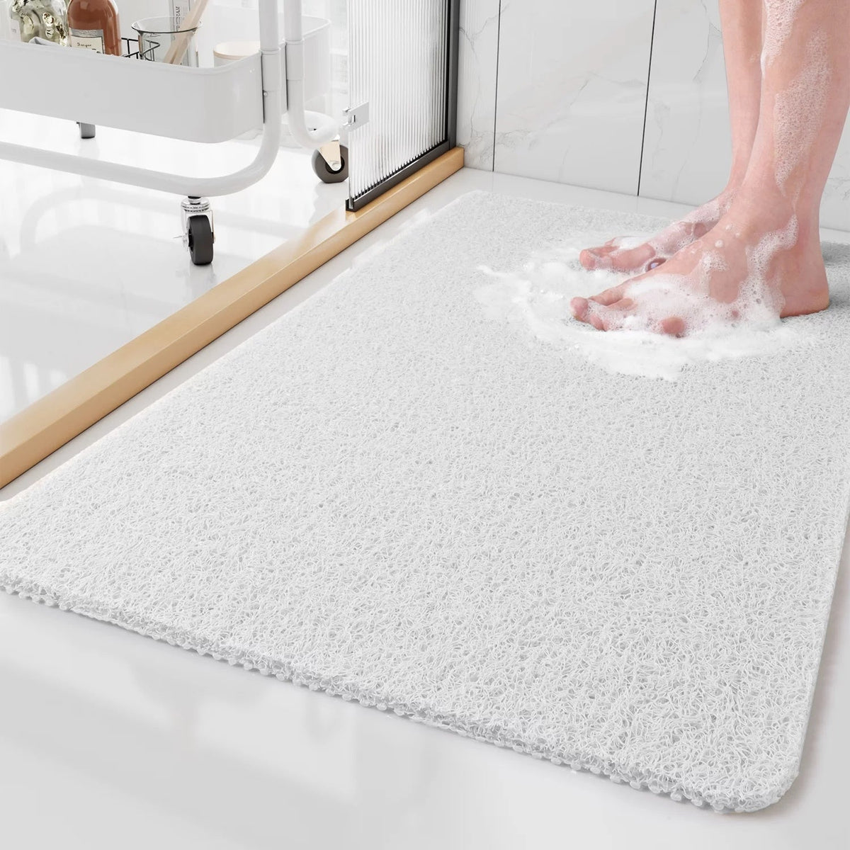 Non-Slip Bathroom Shower Mat with Quick-Dry Microban Fabric Soft Cushioned Anti-Slip Grip Surface Mold Resistant Bath Floor Mat for