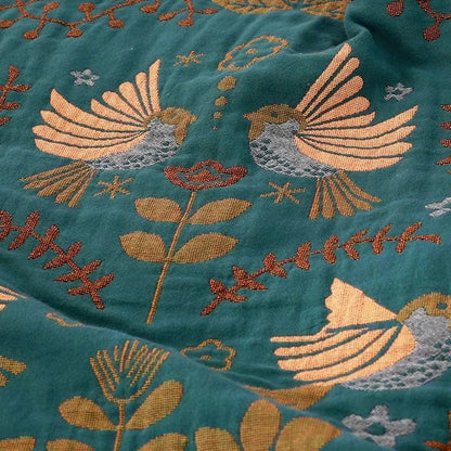 Couverture jeté Rivelle - 100 % coton, design nordique réversible