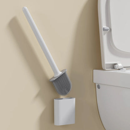 Flexible Silicone Toilet Brush with Holder and Wall Mount for Modern Bathrooms