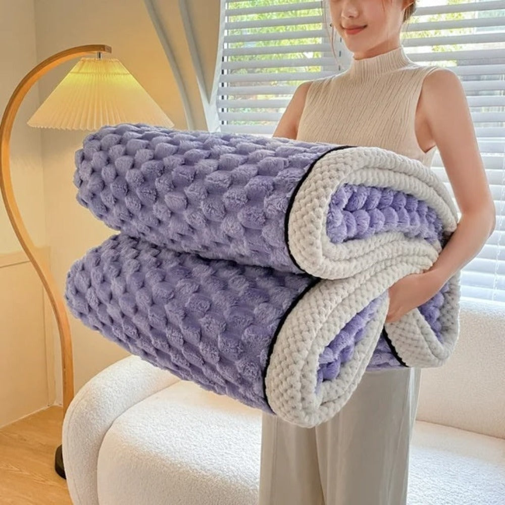 Textured Sherpa Fleece Throw Blanket for Couch Bed & Year-Round Comfort in Multiple Sizes & Colors for Living Room Bedroom Decor