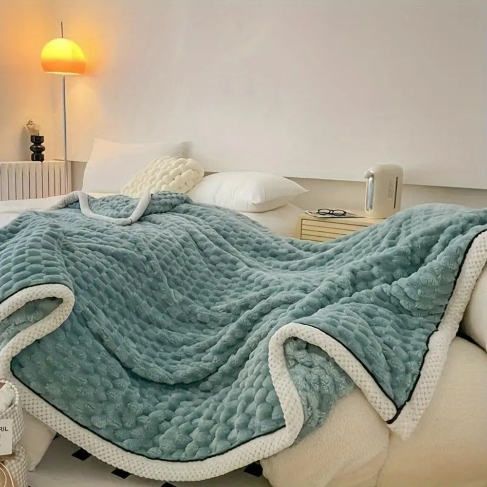 Textured Plush Throw with Raised Dot Pattern – Lightweight Layer for Couch, Chair & Bed – Neutral Tone for Modern Living Room & Bedroom Deco
