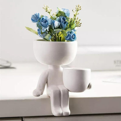 Petite Person Clay Succulent Planter