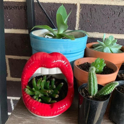 Smooch Lips Ceramic Planter