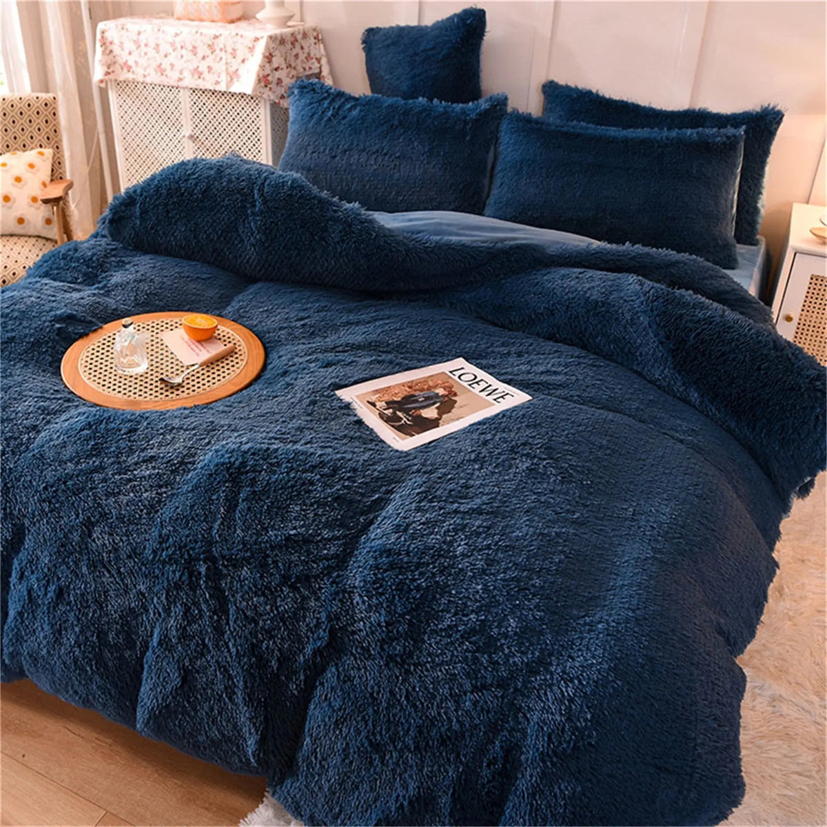 Parure de lit en peluche douillette Ortekor | Literie réversible en fausse fourrure et velours pour un confort ultime