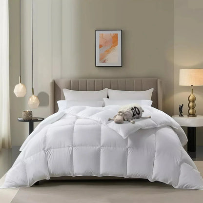 Down Comforter All Season Lightweight Breathable Quilt for Single Double Queen King Bed White Pink Gray 95% Goose Filled Year Round