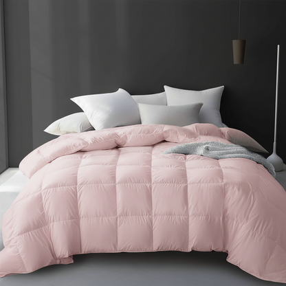 Down Comforter All Season Lightweight Breathable Quilt for Single Double Queen King Bed White Pink Gray 95% Goose Filled Year Round
