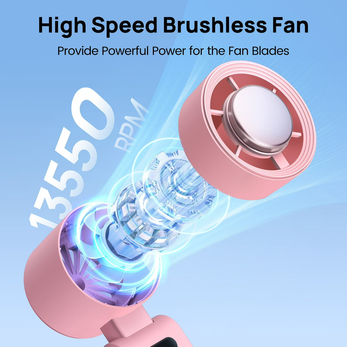 Handheld Rechargeable Mini Fan with Ice Tray Cooling Chamber & 199 Speed Settings for Travel Desk Home