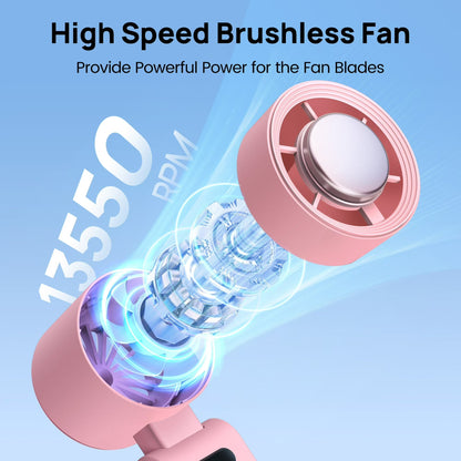 Handheld Rechargeable Mini Fan with Ice Tray Cooling Chamber & 199 Speed Settings for Travel Desk Home