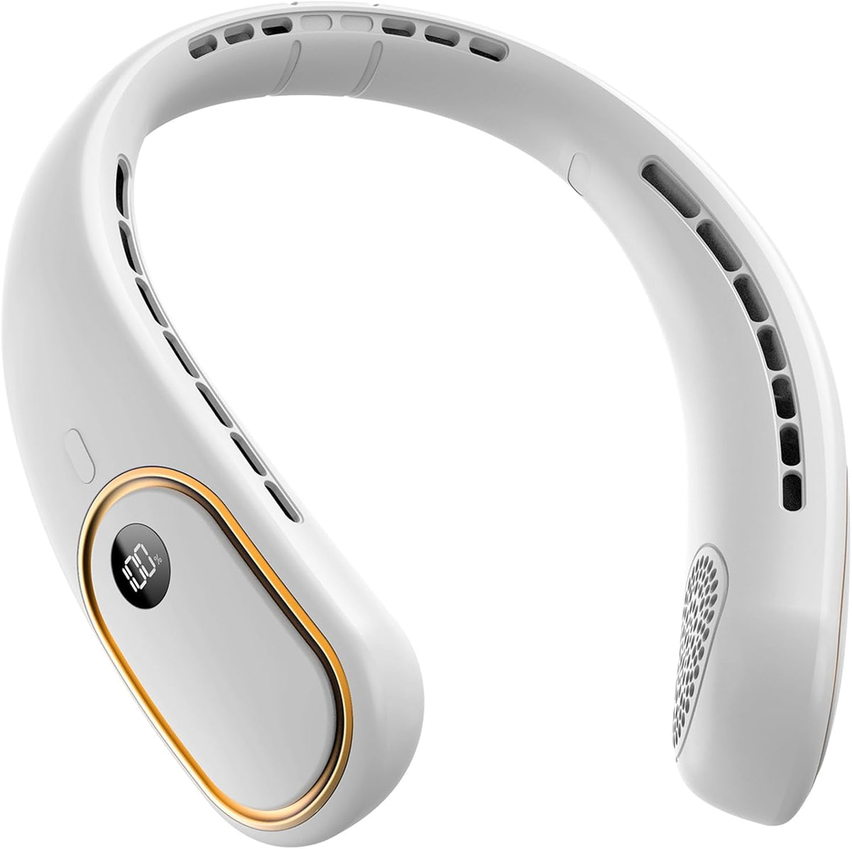 Wearable Bladeless Neck Fan with Digital Display – Hands-Free USB Rechargeable Personal Cooler, 4-Speed Dual Motor, Flexible Neckband for