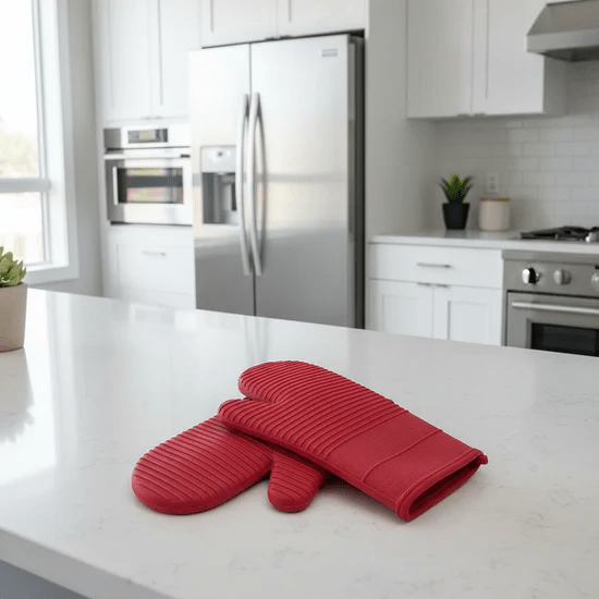 Silicone Oven Mitts 13 Inch Heat-Resistant Kitchen Gloves for Cooking Grilling Baking Non-Slip Grip BBQ Safety Protection Hot Pan Handling