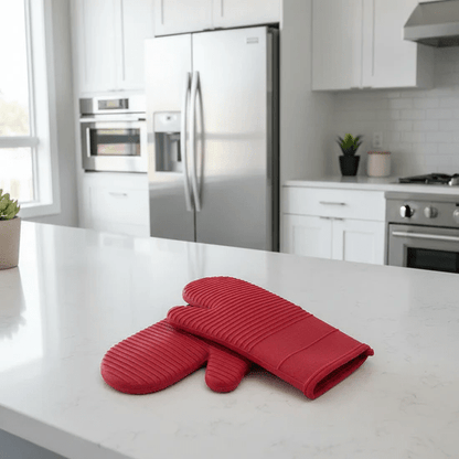 Silicone Oven Mitts 13 Inch Heat-Resistant Kitchen Gloves for Cooking Grilling Baking Non-Slip Grip BBQ Safety Protection Hot Pan Handling