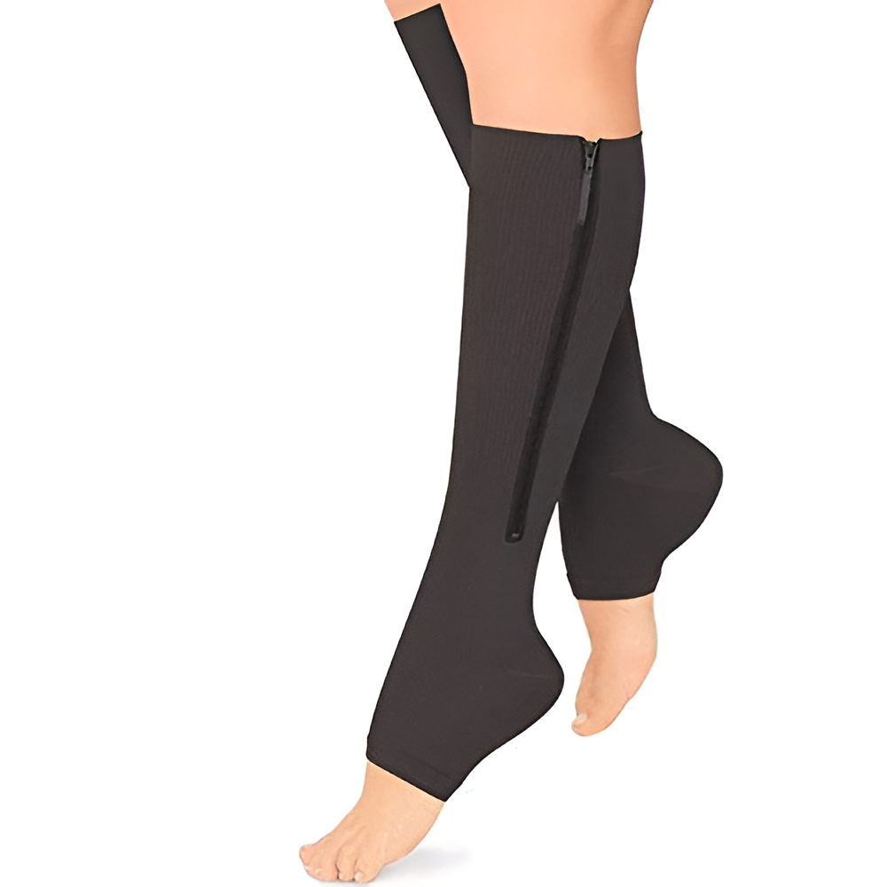 Zippered Compression Socks with 20-30 mmHg Support for Swelling & Circulation – Open Toe Design for Men & Women