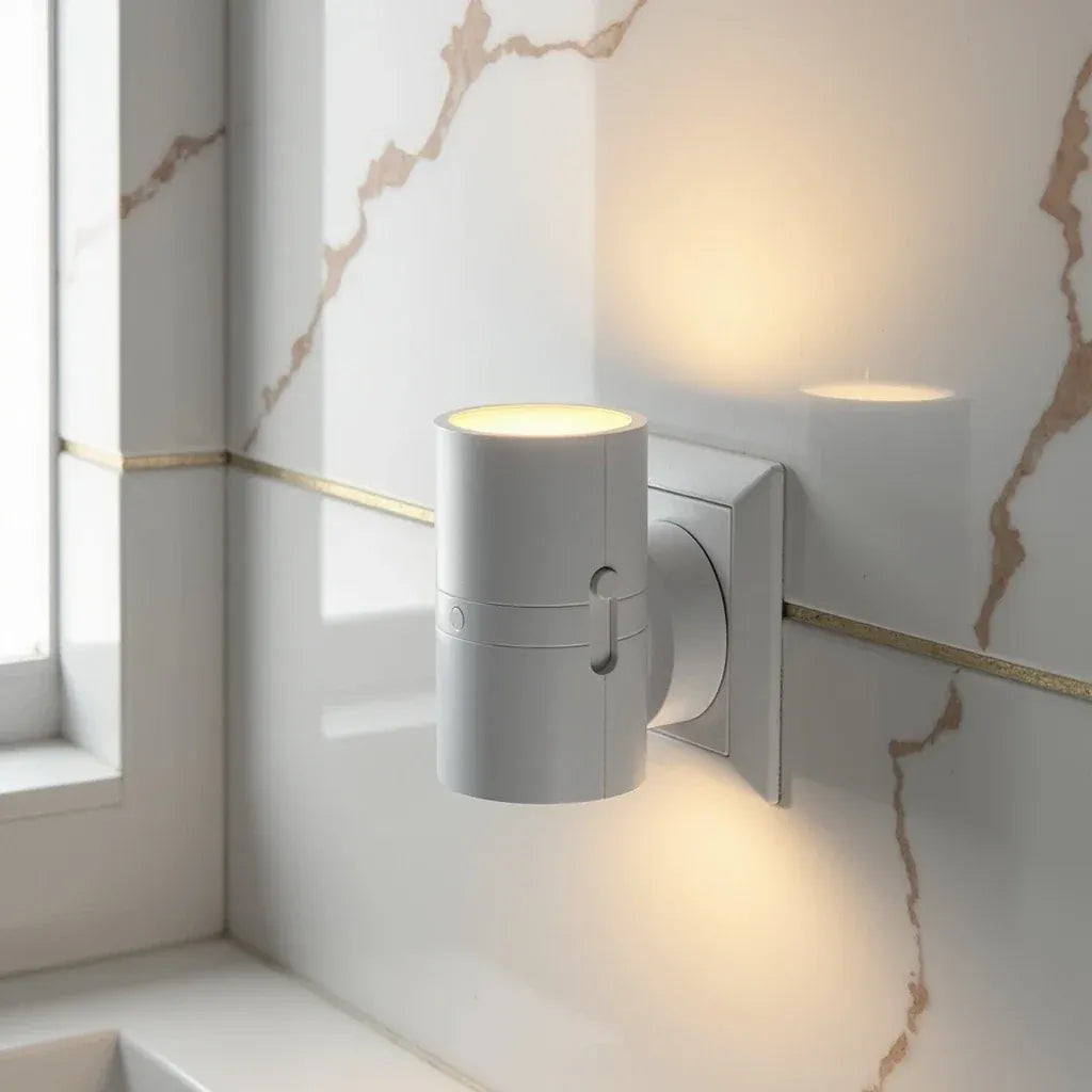 Plug-In Night Light with Dimmable LED & Auto Sensor | Bauhaus-Inspired Wall Accent | Adjustable Brightness for Bedroom, Hallway, Bathroom