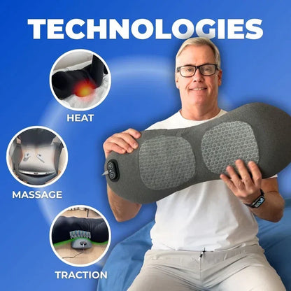 Lumbar Support Cushion with Heat & Vibration Therapy for Lower Back Pain, Sciatica Relief & Spine Alignment at Home or Office