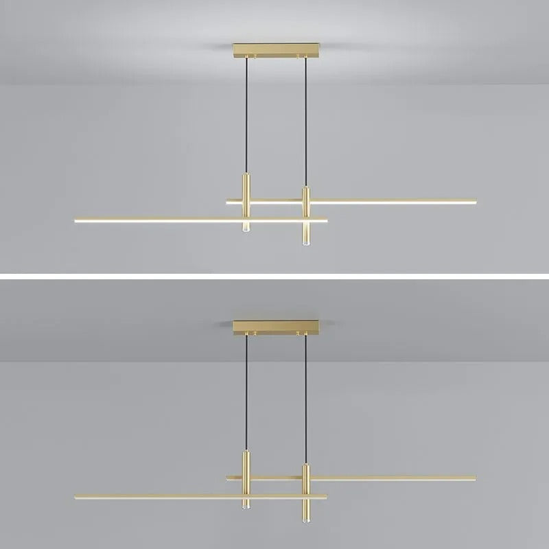Suspension linéaire à deux spots en métal, luminaire moderne réglable pour îlot de cuisine, salle à manger et salon