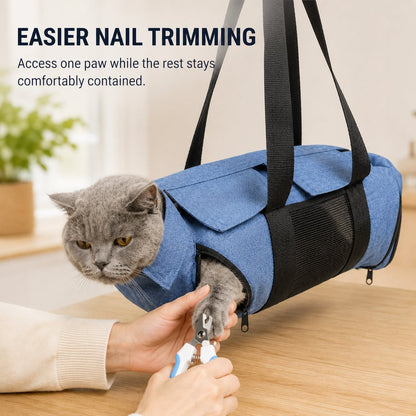 Ortekor Cat Grooming Restraint Bag for Nail Trimming & Ear Cleaning – Easier Control for Wiggly Cats
